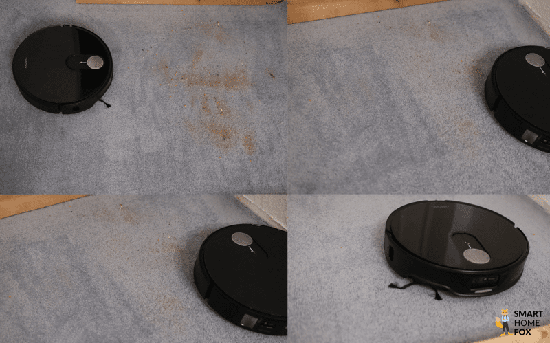 Roborock QRevo Slim saugt Sand vom Parkett
